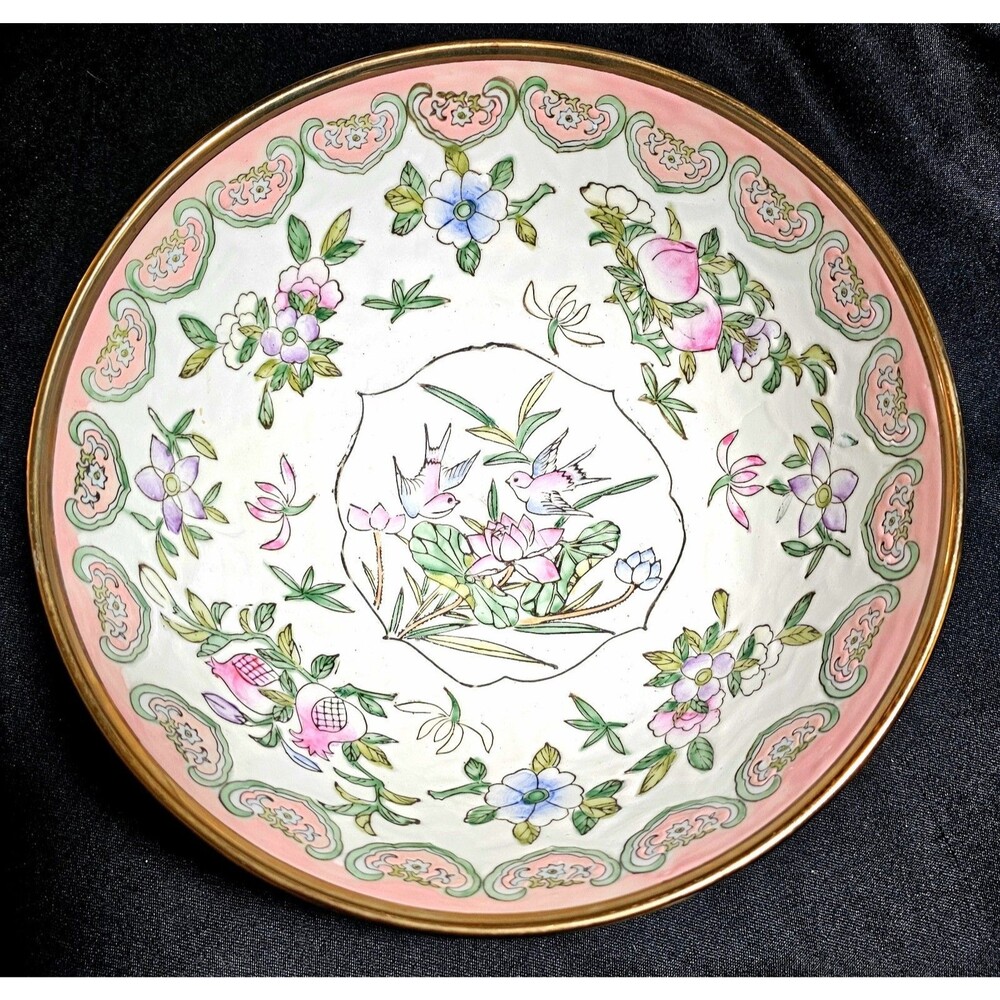 ANTIQUE 19th Century Famille Rose Porcelain Bowl Chinese Daoguang Mark 10" EXC!